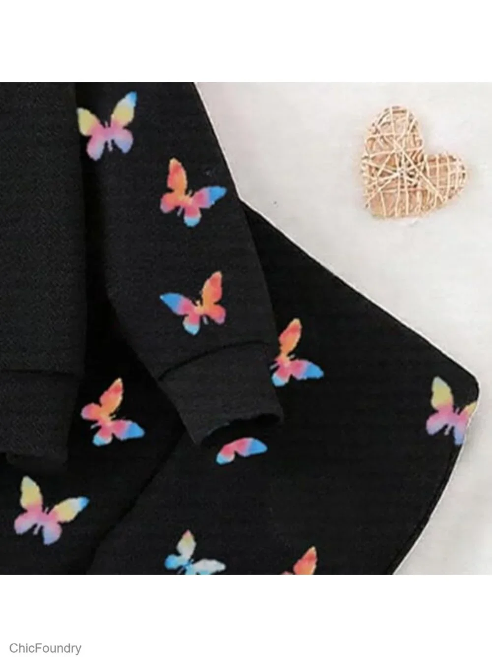 Girls Long Sleeve Butterfly Sweatshirt & Flared Pants Set 4-8Y